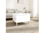 The Living Store Tavolino Bianco Lucido 50X46X35 Cm In Materiale Ligneo