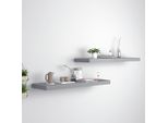 The Living Store Mensole Sospese 2 Pz. Grigio 80X23,5X3,8 Cm Mdf