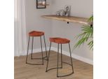 The Living Store Sgabello Gavin 2 Pz. 45X40X63 Cm Legno Massiccio Mango