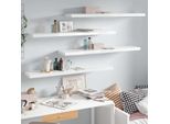 The Living Store Mensole Sospese 4 Pz. Mdf Bianco Lucido 120X23,5X3,8 Cm