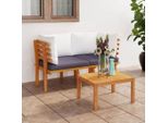 The Living Store Divano Da Giardino A 2 Posti Con Cuscini In Legno Massiccio Di Acacia