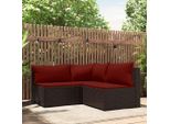 The Living Store Set Da Giardino 3 Pezzi Con Cuscini In Poly Rattan Marrone