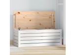 The Living Store Cassapanca Bianca 89X36,5X33 Cm In Legno Massiccio Di Pino
