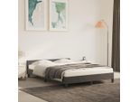 The Living Store Struttura Letto Con Testata Grigio Scuro 140X190 Cm In Velluto