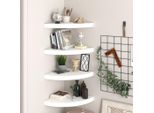 The Living Store Mensole Galleggianti Ad Angolo 4 Pz. Mdf Bianco 35X35X3,8 Cm