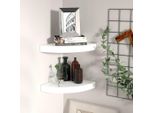The Living Store Mensole Galleggianti Ad Angolo 2 Pz. Mdf Bianco Lucido 25X25X3,8 Cm