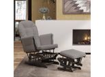 The Living Store Poltrona A Dondolo Con Sgabello Scorrevole Tessuto Grigio Chiaro