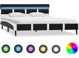 The Living Store Struttura Letto Con Led In Ecopelle Nera 160X200 Cm