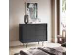 Cassettiera Raven 97X38X83Cm Nera Con Aspetto 3D