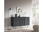 Cassettiera Raven 144X38X83Cm Nera Con Aspetto 3D