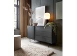 Cassettiera Raven 144X38X83Cm Nera Con Aspetto 3D