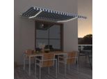 The Living Store Tenda A Scomparsa Manuale Con Led 400X350 Cm Blu E Bianco