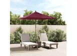 The Living Store Ombrellone Con Palo In Legno Rosso Bordeaux 198X198X231 Cm