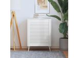 The Living Store Armadio A Doghe Design Bianco 69X59,4 Cm In Legno Di Pino Massiccio