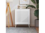 The Living Store Armadio Ante A Doghe Design Bianco 61,5X59,4 Cm In Legno Di Pino Massiccio