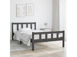 The Living Store Letto In Legno Massiccio Grigio 100X200 Cm
