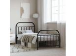 The Living Store Struttura Letto Con Testiera E Pediera In Metallo Nero 107X203 Cm