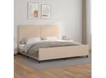 The Living Store Giroletto Con Testiera Cappuccino-Marrone 200X200 Cm In Ecopelle
