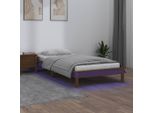 The Living Store Letto In Legno Massiccio Con Illuminazione Led Marrone Miele 90X200 Cm