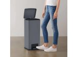 The Living Store Cestino Per Rifiuti Con Pedale Antimpronta 30 L Acciaio Inox Grigio