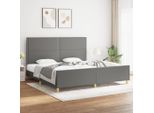 The Living Store Struttura Letto Con Testiera In Tessuto Grigio Scuro 200X200 Cm