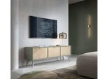 Mobile Tv Basso Forest 158X38X52Cm Verde Eucalipto A Spina Di Pesce Skandi