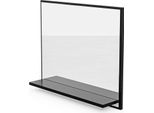 Specchio Da Bagno Da Parete Con Mensola Nero 50X60 Cm Specchio Rettangolare Pratico Ed Elegante