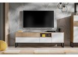 Mobile Tv Basso Zoe 197X40X62Cm A Spina Di Pesce Skandi Bianco Mdf Senza Maniglie