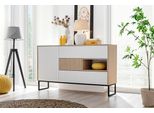 Cassettiera Zoe 148,5X40X88Cm Skandi Bianco A Spina Di Pesce 1 Anta Mdf Senza Maniglie