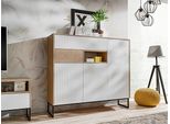 Cassettiera Zoe 148,5X40X132Cm A Spina Di Pesce Skandi Bianco A 3 Ante In Mdf Senza Maniglie