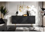 Cassettiera Pyramid 160X40X72Cm Nero 3 Ante Mdf Senza Maniglie