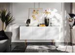 Cassettiera Pyramid 160X40X72Cm Bianco 3 Ante Mdf Senza Maniglie