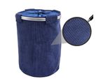 Wäschesammler MCW-C34, Laundry Wäschekorb Wäschebox Wäschesack Wäschebehälter mit Netz, 55x39cm 65l ~ cord blau