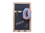 Wandgarderobe MCW-C51, Garderobe Kreidetafel Wandtafel, 5 Haken 55X34Cm ~ Naturbraun