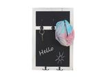 Wandgarderobe MCW-C51, Garderobe Kreidetafel Wandtafel, 5 Haken 55X34Cm ~ Weiß, Shabby