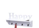 Wandgarderobe MCW-D41 Happy, Garderobe Regal, 4 Haken Massiv 30X60X13Cm ~ Weiß