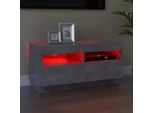 The Living Store Mobile Tv Con Illuminazione Led Grigio Cemento 80X35X40 Cm