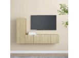 The Living Store Set Di Mobili Tv 3 Pezzi In Legno Rovere Sonoma