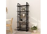 The Living Store Libreria 5 Scomparti Grigio 80X30X175 Cm In Legno Di Pino Massiccio