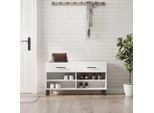 The Living Store Panca Per Scarpe Bianco 102X35X55 Cm Materiale A Base Di Legno