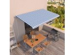 The Living Store Tenda Da Sole Automatica A Scomparsa 500X350 Cm Blu E Bianca