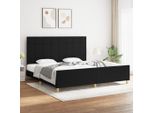 Vidaxl Struttura Letto Con Testiera In Tessuto Nero 200X200 Cm - Struttura Letto Con Testiera - Struttura Letto Con Testiera - Struttura Letto - Letto Con Testiera
