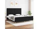 Vidaxl Struttura Letto Con Testiera In Tessuto Nero 180X200 Cm - Struttura Letto Con Testiera - Struttura Letto Con Testiera - Struttura Letto - Letto Con Testiera
