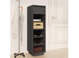 The Living Store Portascarpe Grigio 30X34X105 Cm In Legno Di Pino Massiccio