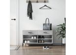 The Living Store Panca Per Scarpe In Cemento Grigio 102X35X55 Cm Materiale A Base Di Legno