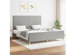 The Living Store Struttura Letto Con Testiera In Tessuto Grigio Chiaro 160X200 Cm