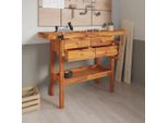 The Living Store Banco Da Lavoro Con Cassetti Morse 124X52X83 Cm In Legno Di Acacia