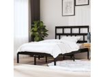 The Living Store Letto In Legno Massiccio Nero 150X200 Cm