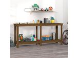 The Living Store Banco Da Lavoro Marrone Miele 180X50X80 Cm In Legno Di Pino Massiccio