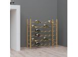 The Living Store Portabottiglie Per 36 Bottiglie Metallo Dorato